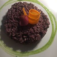 Vegan risotto with porcini mushrooms and cranberries  at Gintilla in Olbia