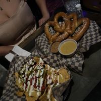 Nachos & Pretzels with cheese 🤩 at Black Water Bar in Portland