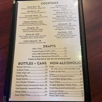 Drinks menu  at Black Water Bar in Portland
