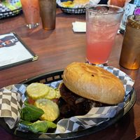 Grave 45 and Western burger   at Black Water Bar in Portland