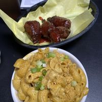 Wings, side of mac and chesse  at Black Water Bar in Portland