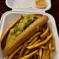 Vegan Philly & fries 😋  at Black Water Bar in Portland