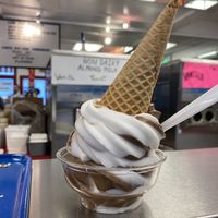 Almond milk soft serve  at CJ's Big Dipper in Bar Harbor