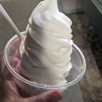 Almond milk vanilla soft serve at CJ's Big Dipper in Bar Harbor