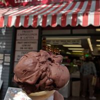 Chocolate cherry soy ice cream! at CJ's Big Dipper in Bar Harbor