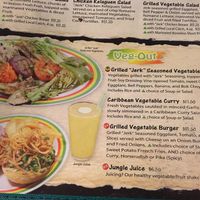 Veg section of menu  at Jamaican Grill in Guam