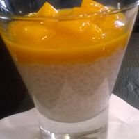 tapioca, mango and coconut milk vegan desert at Kampai in Versailles