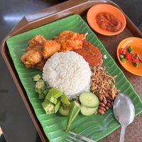 Nasi lemak  at Blue Boy Vegetarian Food Centre in Kuala Lumpur