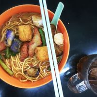 Super delicious curry laksa at Blue Boy Vegetarian Food Centre in Kuala Lumpur