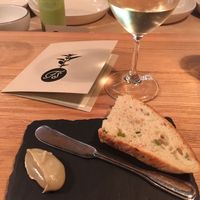 Bread with cactus baked in + eggplant spread at Farm Spirit - Pop Up in Portland