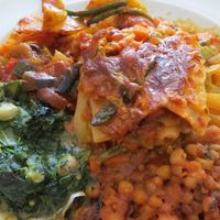 Vegan Lasagna with curries at Café VIVAVE in Freiburg
