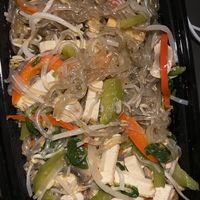 Korean noodles with tofu at Zhu's Vegan Kitchen in Arlington