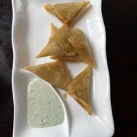 Curry samosas   at Zhu's Vegan Kitchen in Arlington