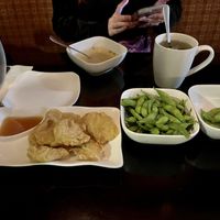 Nuggets, edamame, and miso starters  at Zhu's Vegan Kitchen in Arlington