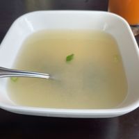 Miso soup  at Zhu's Vegan Kitchen in Arlington