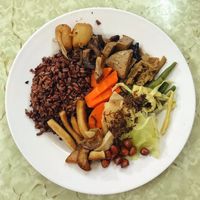 Another buffet plate, lots of yummy types of mushrooms on this day at Tu Hao in Hanoi