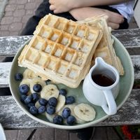 Vegan waffles   at Schondorf Bio Cafe in Bratislava