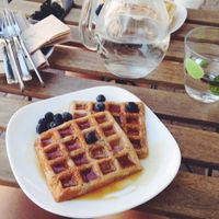 vegan waffles  at Schondorf Bio Cafe in Bratislava