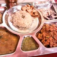 Thali in the menu del dia at Veg World India in Barcelona