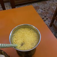 Mango lassi 🥭  at Veg World India in Barcelona