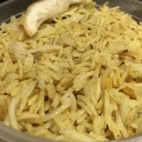 Lemon rice at Veg World India in Barcelona