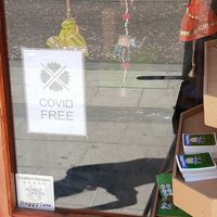 Sticker at Veg World India in Barcelona