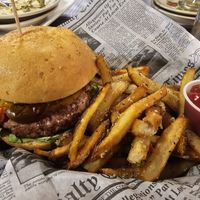 Beyond burger with fries at MoonShadow in Mchenry