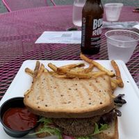 Quinoa burger and fries at MoonShadow in Mchenry