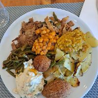 Good seitan and tempeh and potato salad at 100% Bio in Rome