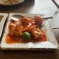 Sweet and sour tofu  at Peaches Restaurant in Newcastle-under-lyme