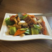 Tofu and mixed veg in black bean sauce  at Peaches Restaurant in Newcastle-under-lyme