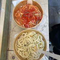 Pasta napoletana & Pasta aglio e olio  at Dal Moro's Fresh Pasta To Go in Venice