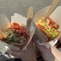 Marinara with mushrooms on the left, Aioli on the right  at Dal Moro's Fresh Pasta To Go in Venice