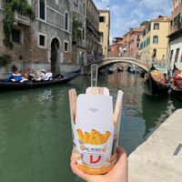 We were sitting here to eat  at Dal Moro's Fresh Pasta To Go in Venice