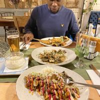 Vegan mushroom quinoa plate and other food  at Aubergine in Bucharest
