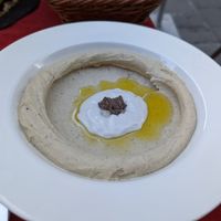 Hummus with truffle at Aubergine in Bucharest