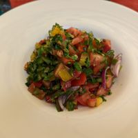 Mediterranean salad at Aubergine in Bucharest