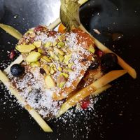 Amazing and unique halva-parfait dessert at Aubergine in Bucharest