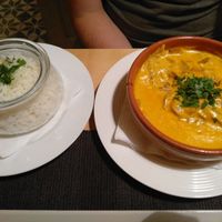 Oyster mushrooms and rice at Aubergine in Bucharest