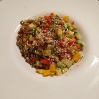 Lentil salad at Aubergine in Bucharest