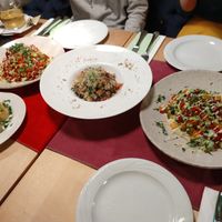 Three different dishes at Aubergine in Bucharest