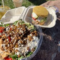 tacno salad + burger  at Thrive in Boulder