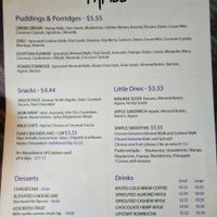 Menu at Thrive in Boulder