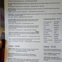 Menu at Thrive in Boulder