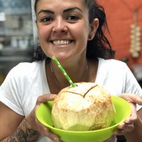 Fresh coconut water at Wellnessland Vegetarian Cafe in Cebu