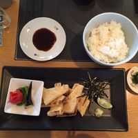 Fried Tofu - vegan menu at Kyotofu Fujino in Kyoto