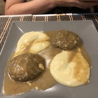 Polpette di Lenticchie al Marsala con Purè di Patate Rosse  at Ma va' in Rome