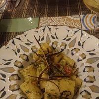 Paccheri con pesto di Basilico e melanzane fritte at Ma va' in Rome