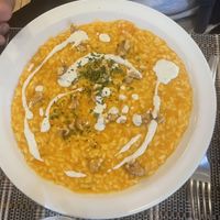 Pumpkin risotto with veg gorgonzola  at Ma va' in Rome