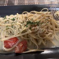 Linguini with ginger cream sauce… one liked one didn’t. It was different!  at Ma va' in Rome